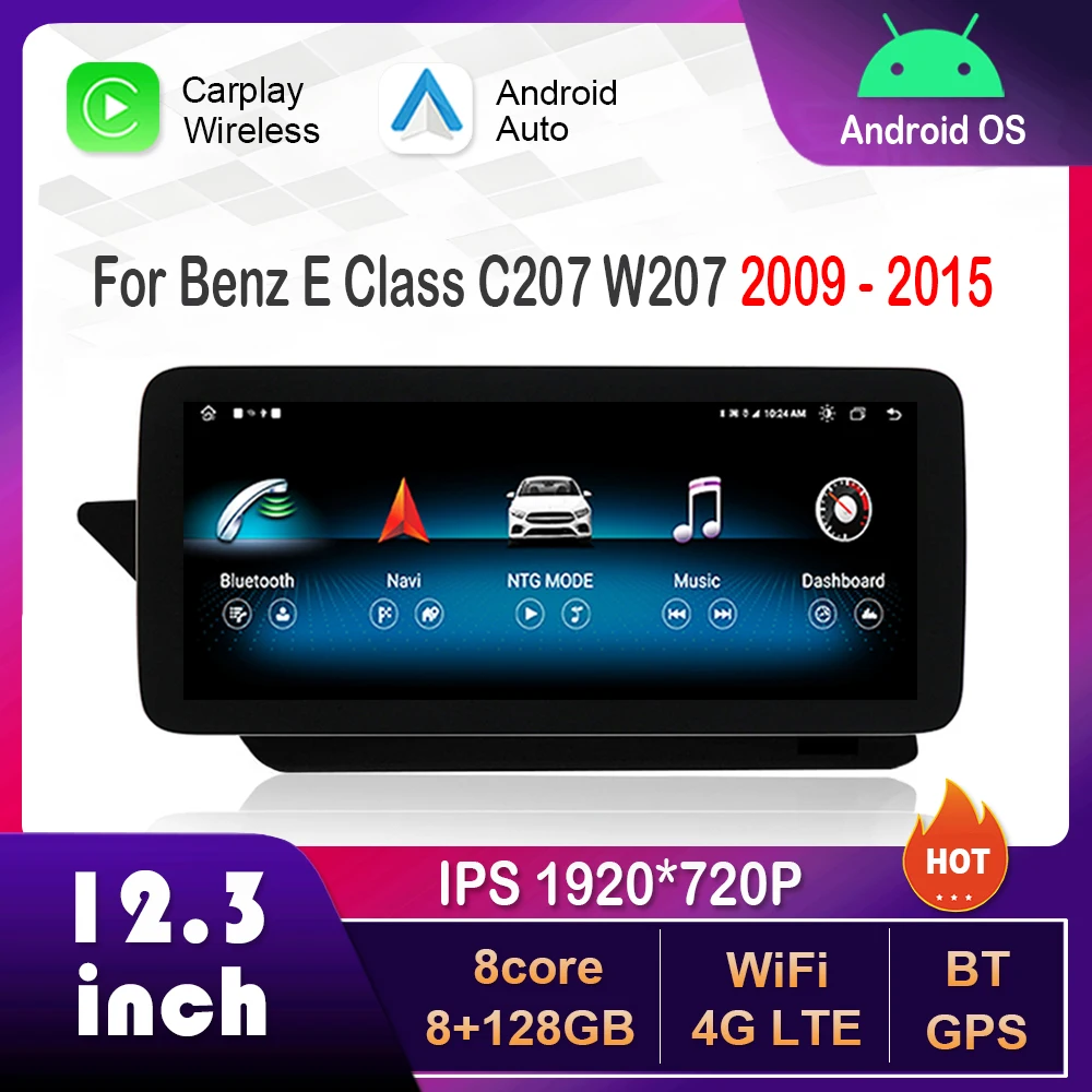 12.3'' for Mercedes Benz E Class C207 W207 2009 - 2015 NTG 4.0 4.5 System Android Car Radio Multimedia Player HD Touch Screen