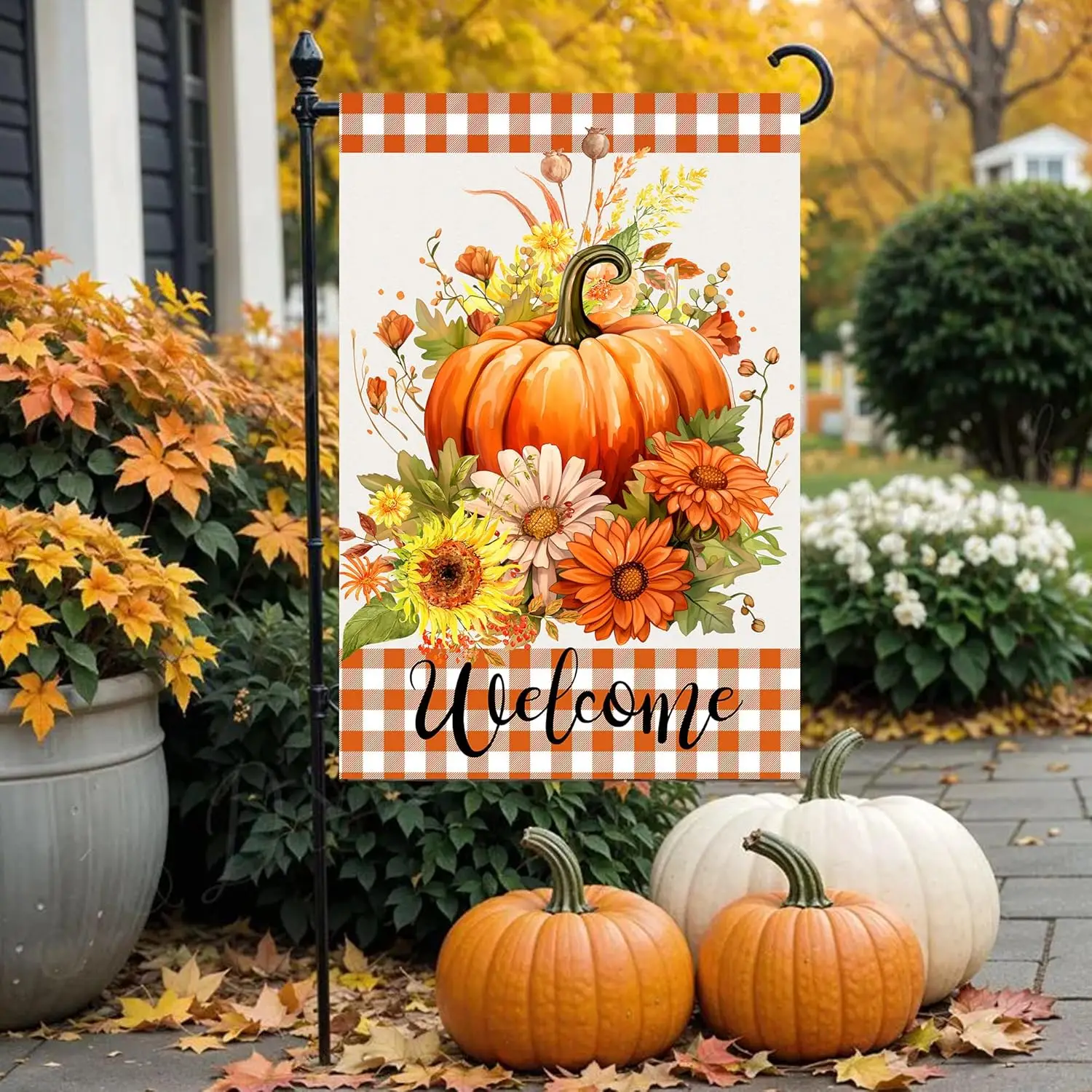 Pumpkin Fall Garden Flag 12x18Inch Double Sided Outside, Welcome Home Autumn Yard Outdoor Flag(FallPumpkin,12x18inch) UUL EEZ