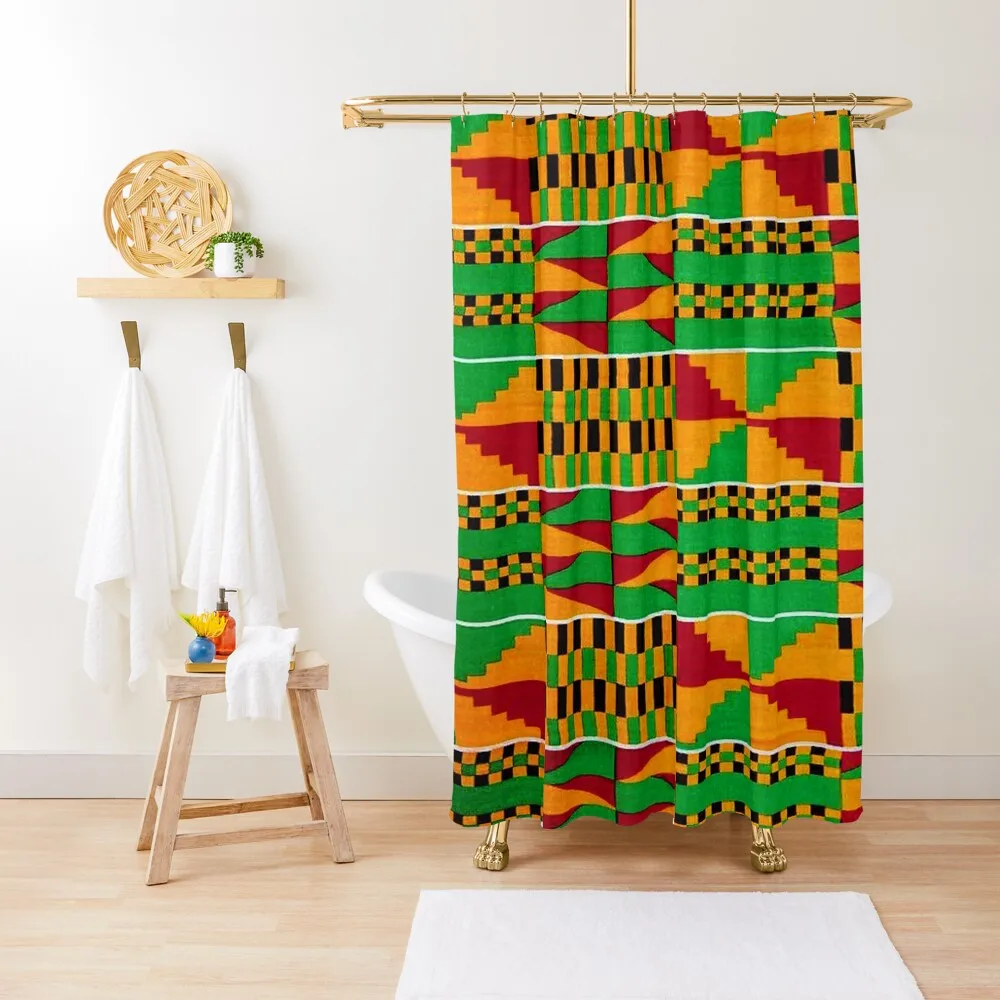 Kente African Print Pattern Shower Curtain Anime Shower Waterproof Fabric Bathroom Curtain