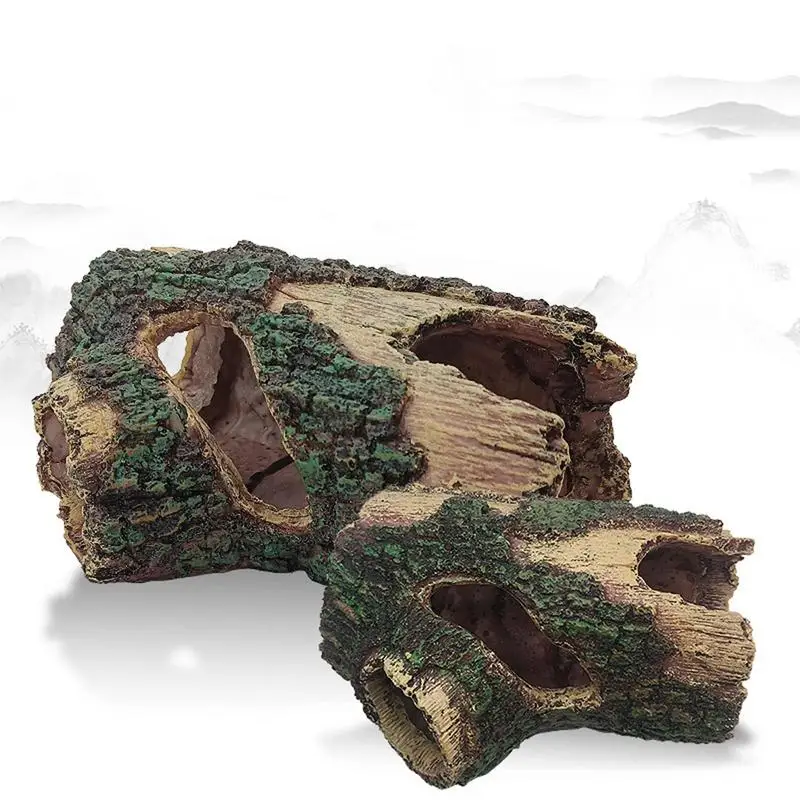 Aquarium Decoration Tree Trunk Resin Hollow Log Ornament For Fish Tank Resin Hollow Tree Root Branch Log For Fish Tank Lizards