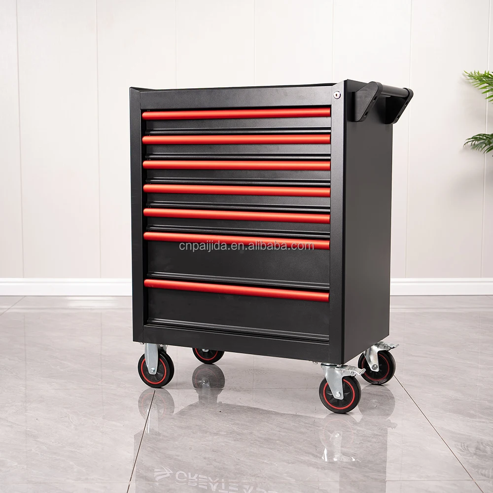 Garage Rolling Lockable Iron Cabinet 5-Drawer Deep Drawer OBM/OEM/ODM Option 300kg Load Capacity Modern Design Utility Cart