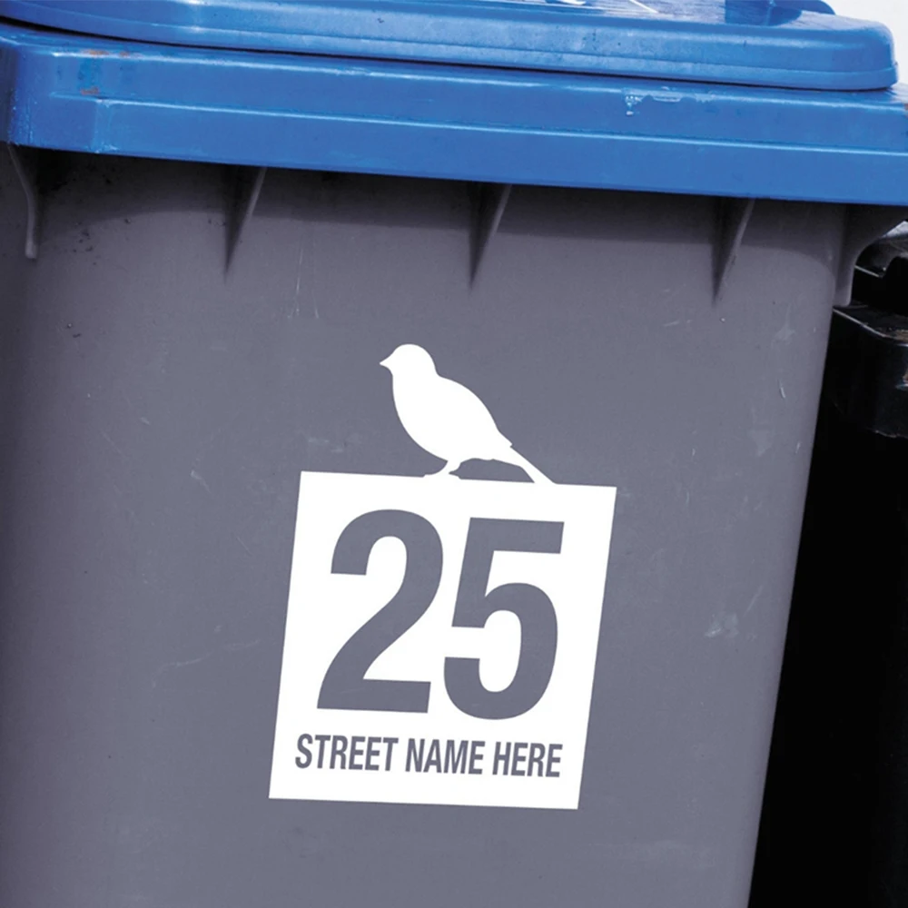 

4Pcs Birds Custom Number Vinyl Sticker for Trash Can Custom Stickers Decal for Outdoor Mailboxes Windows Doors