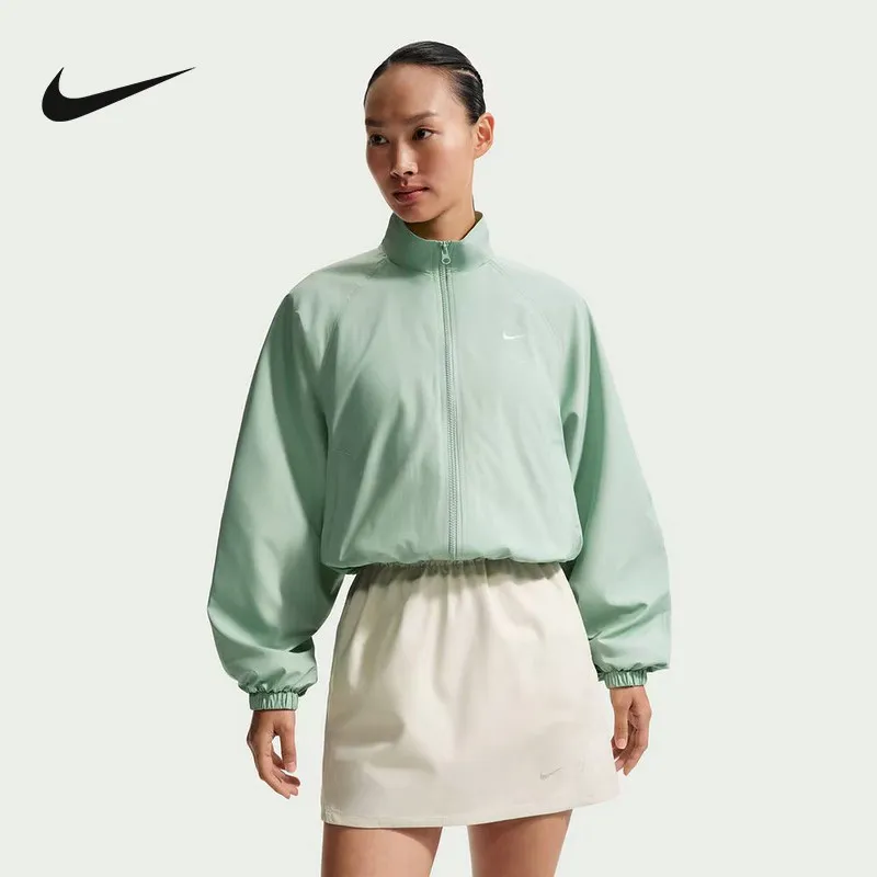 Nike Woven Short Boxy Woven Jacket Spring Fall Street Trend Light Thin Daily Casual Outer TopIO1474-006 1PCS