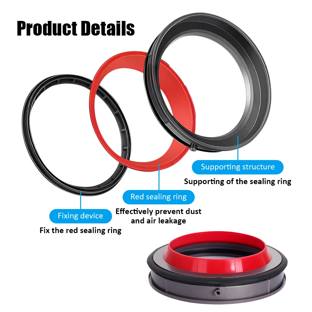 Anel de vedação fixo superior para aspirador de pó dyson v10 sv12 (com ferramenta t8) copo de sujeira tampa inferior vedação anel de borracha encaixe