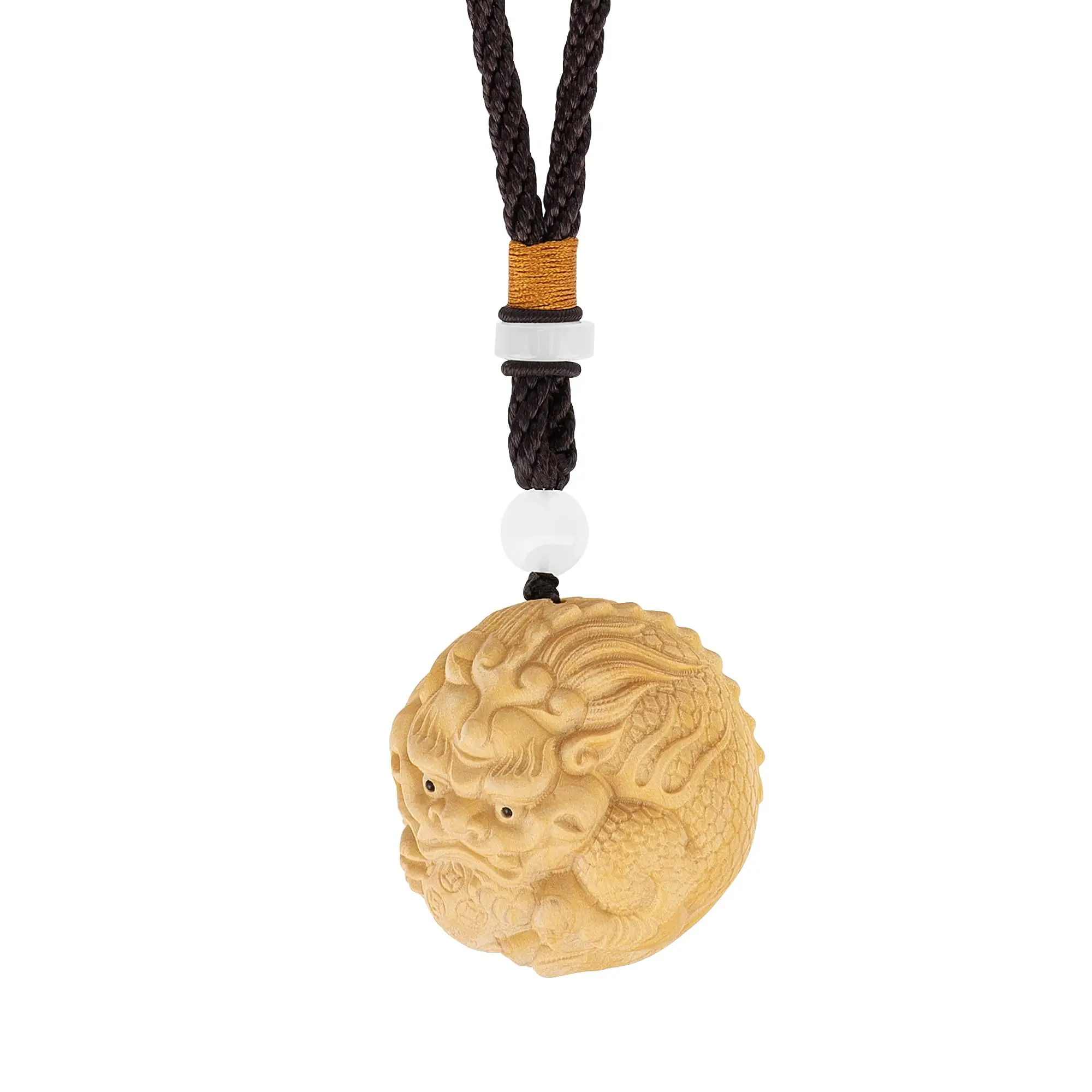 

Handcrafted Boxwood Pixiu Carving Pendant For Feng Shui Wealth Attraction, Keychain Or Home Office Decor
