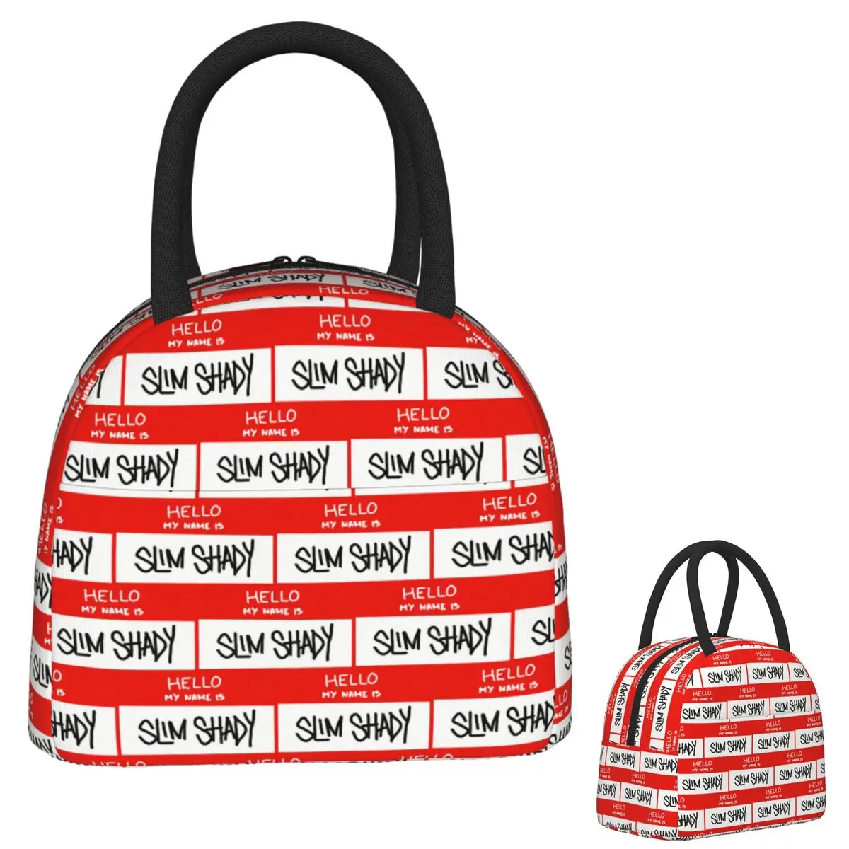 

Hello My Name Is Slim Shady Eminem Lunch Bags Insulated Bento Box Lunch Tote Picnic Bags Cooler Bag for Woman Student Travel