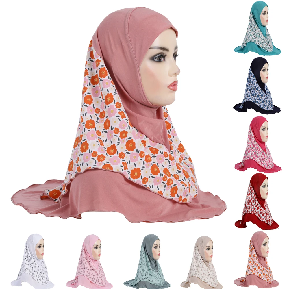 

Women One Piece Amira Instant Hijab Big Girls Muslim Chiffon Turban Full Cover Shawl Islam Headwrap Scarf Ramadan Hat 8-15 Year