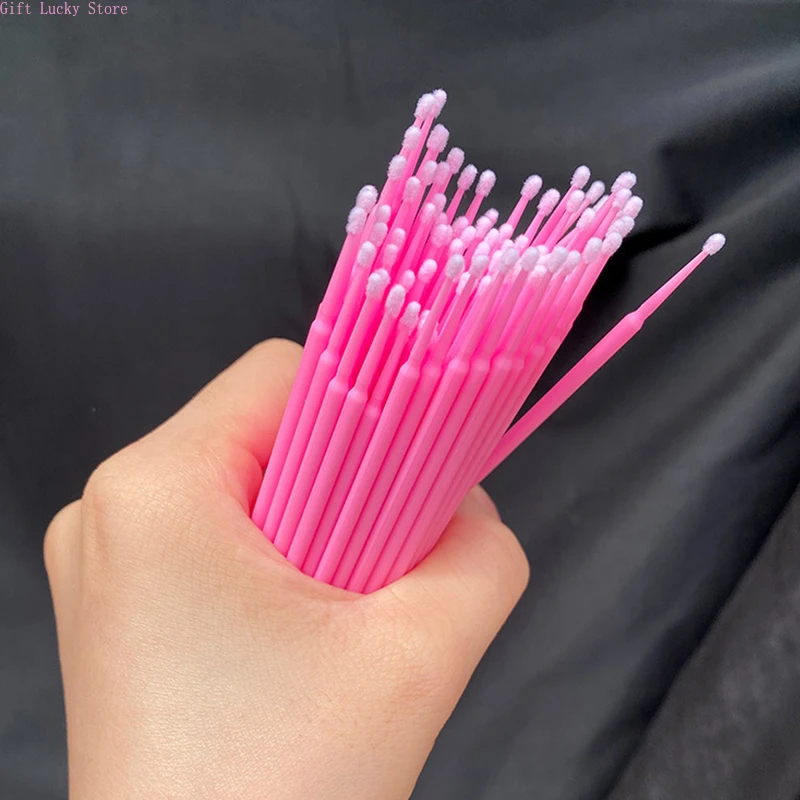 100 個まつげクリーニングブラシまつげエクステンションマイクロ綿棒個別まつげマイクロブラシ美容メイククリーンリムーバーツール