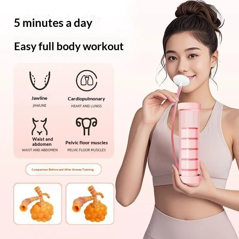 Adjustable Portable Breathing Trainer Boosts Lung Capacity Pelvic Floor Strengthening For Home Daily Fitness Workouts
