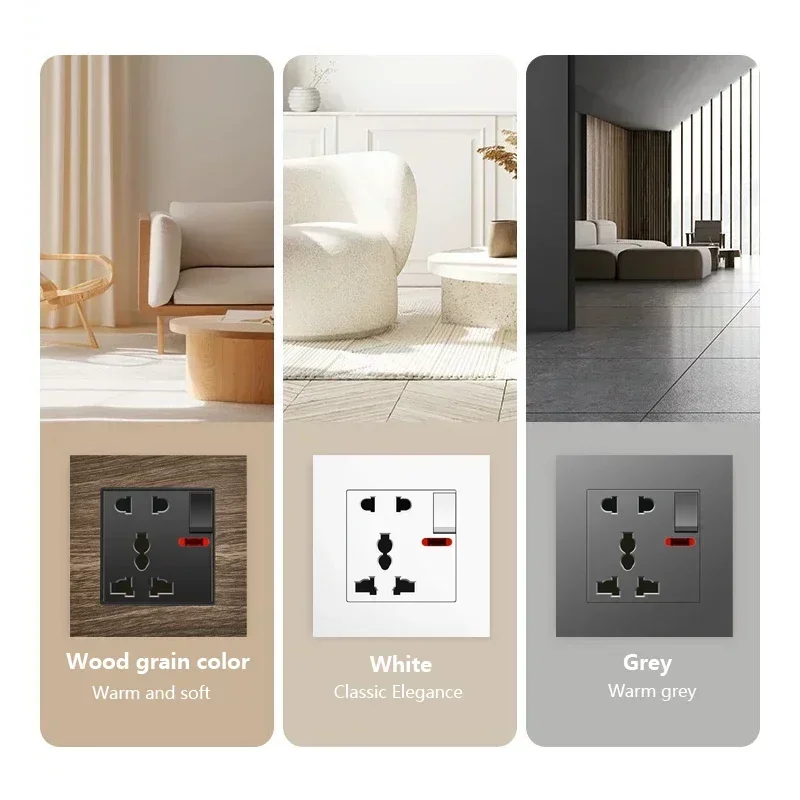 Universal 18W Type-C Quick charge 5-pin socket,Uk Wall Electrical Outlet with USB charger,White smart Double Power socket plug