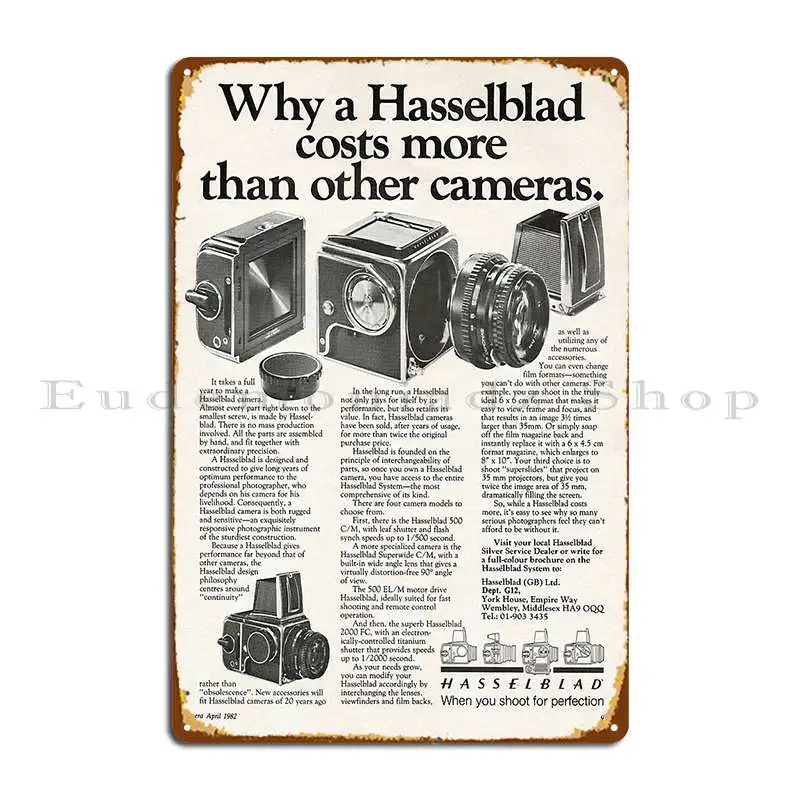 Hasselblad Cameras Vintage Advertisement Film Photography Ad Metal Plaque Painting Cinema Designing Kitchen Tin Sign Poster