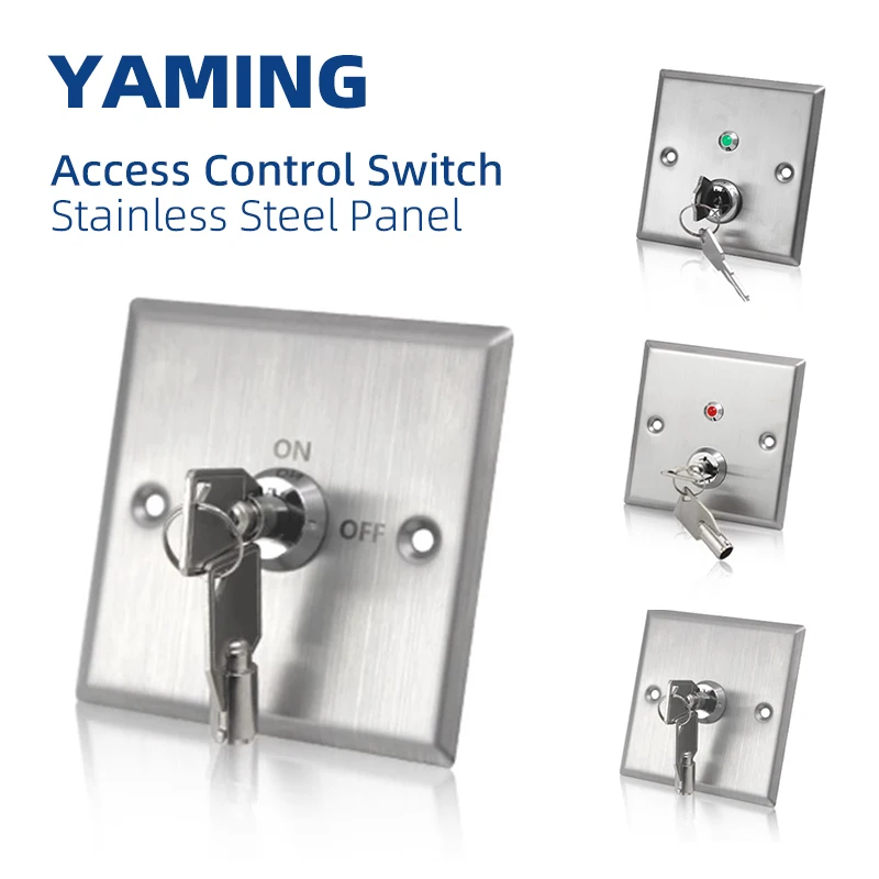 

Access Control Switch Panel Mounted Stainless Steel Metal Key Rotary Selector Emergency Door 86mm Type Exit Button