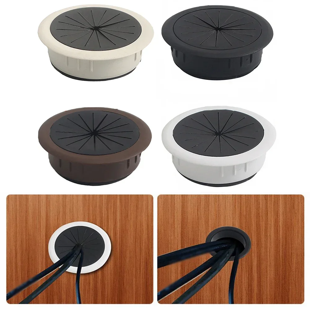 

1PC Desk Cord Grommet Wire Hole Cover Line Outlet Port Threading Box Cover Cable Passing Box Office Table Cable Daily Organizer