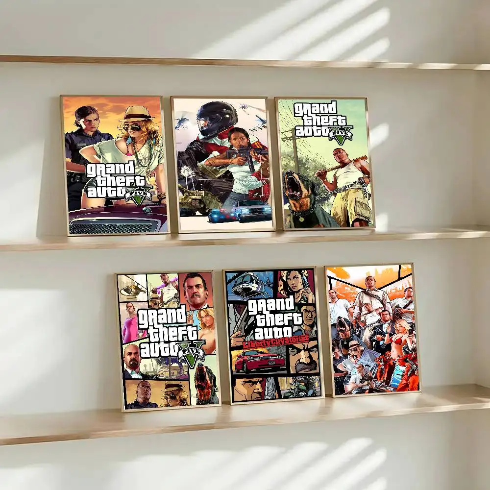 GTA 5 سرقة السيارات الكبرى الكلاسيكية خمر المشارك طباعة لغرفة النوم غرفة المعيشة ديكور المنزل اللوحة جدار الفن HD صورة جدارية #2