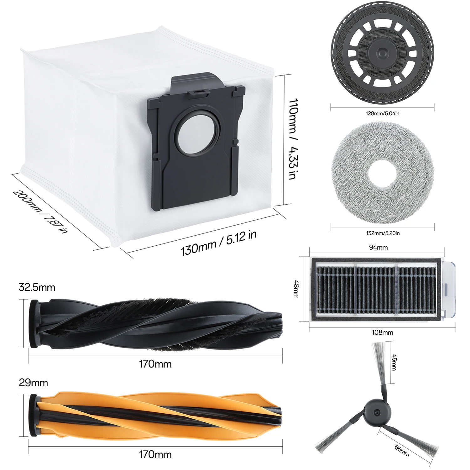 

For Dreame X50 Ultra/ L50 Pro Ultra/ L40s Pro Ultra/ Mova V50 Vacuum Parts Main Roller Side Brush Hepa Filter Mop Cloth Dust Bag