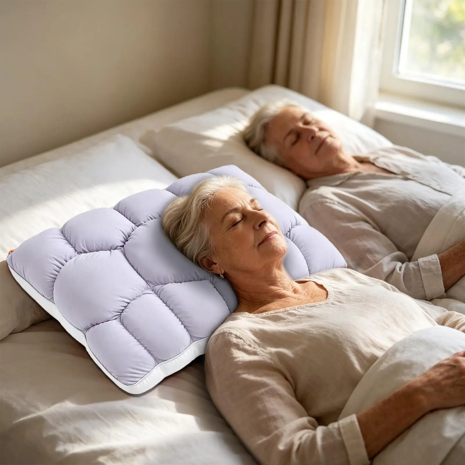 Mellow Sleep Pillow Soft Quilted Cloud-Like Neck Support Core Mellow Sleep Puff Pillow for Living Room Bedroom Home Apartment