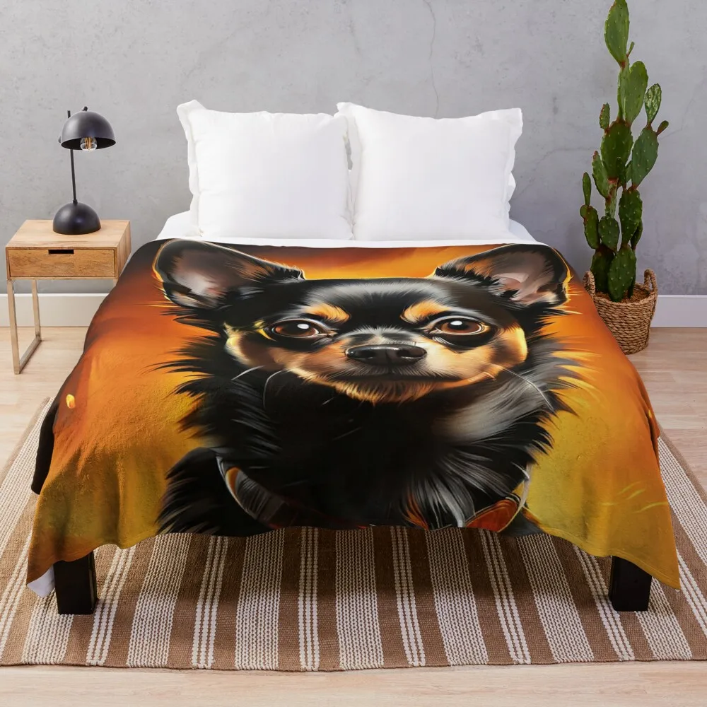 Flaming Chihuahua Throw Blanket heavy to sleep Stuffeds Baby Camping Blankets