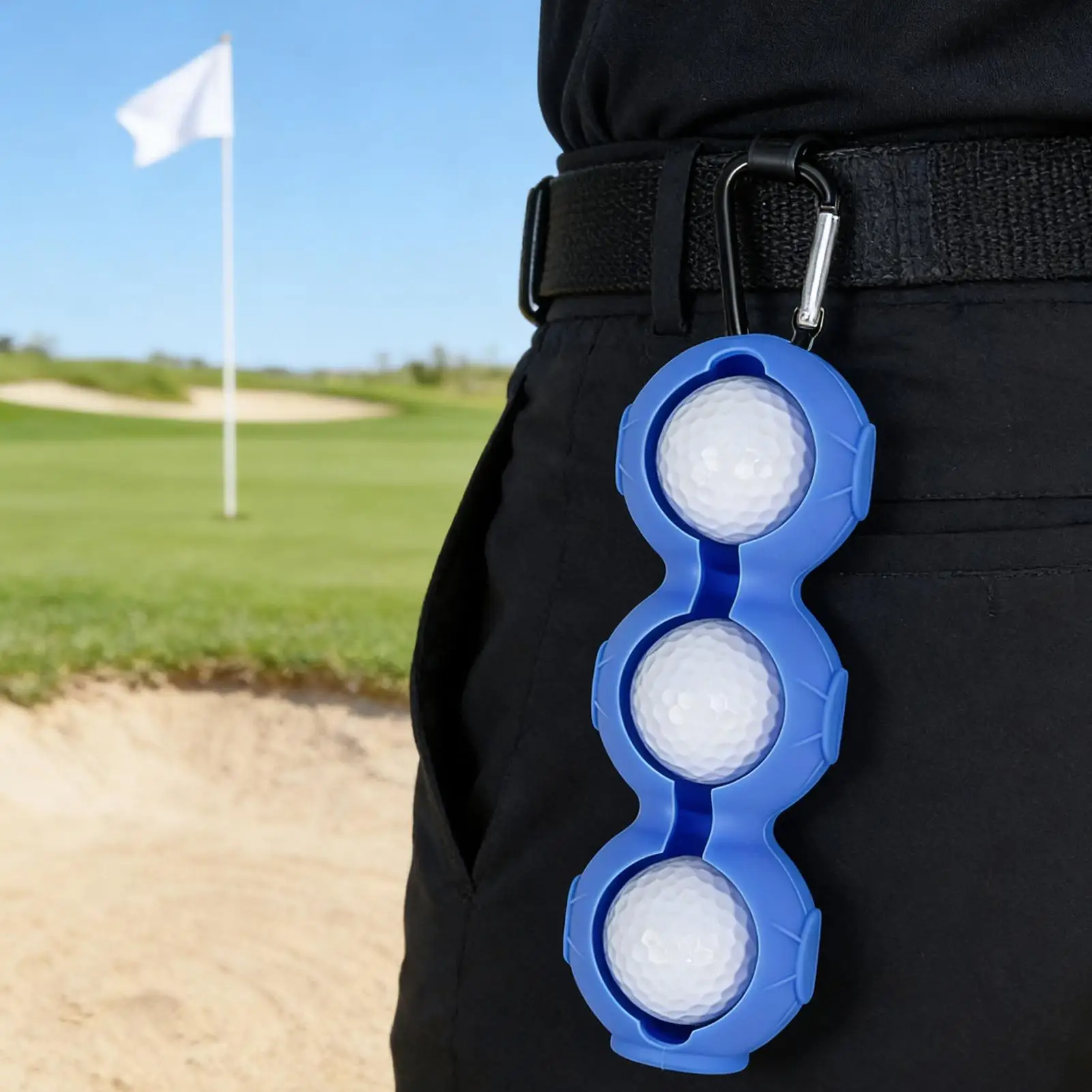 실리콘 골프공 홀더 3홀 휴대용 골프공 보호 슬리브 버클 포함 골프공 실리콘 액세서리