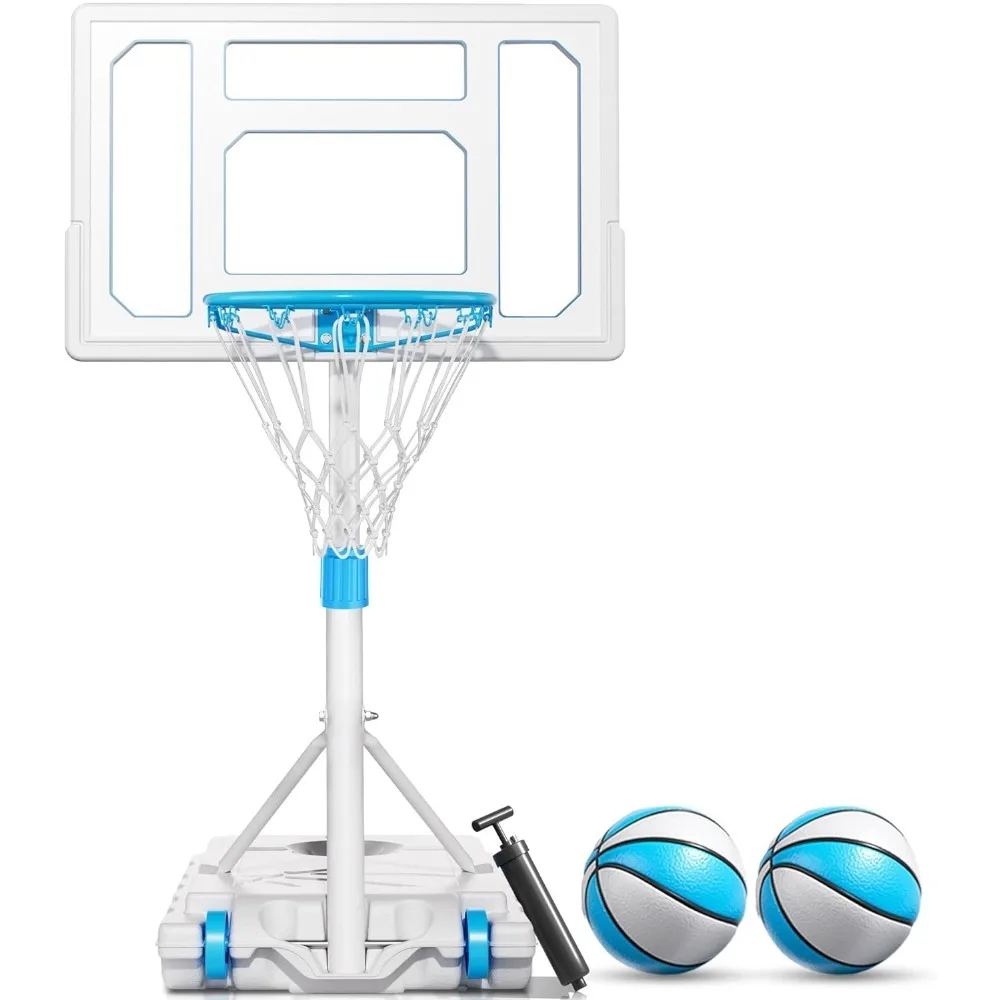 

Pool Basketball Hoop, Rust-Proof 32" Basketball Hoop Poolside, Height Adjustable Swimming Pool Basketball Goal Set