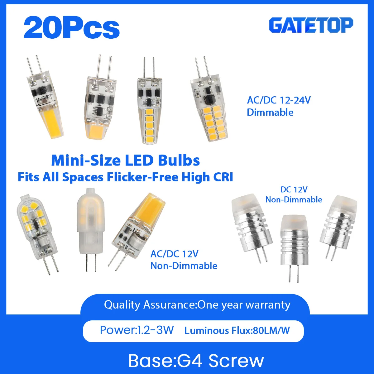 20 قطعة G4 LED COB مصباح 1.2 واط 2 واط 3 واط COB LED لمبة التيار المتناوب/تيار مستمر 12 فولت Lampada 3000 كيلو 4000 كيلو 6000 كيلو LED COB أضواء الثريا استبدال الهالوجين #1
