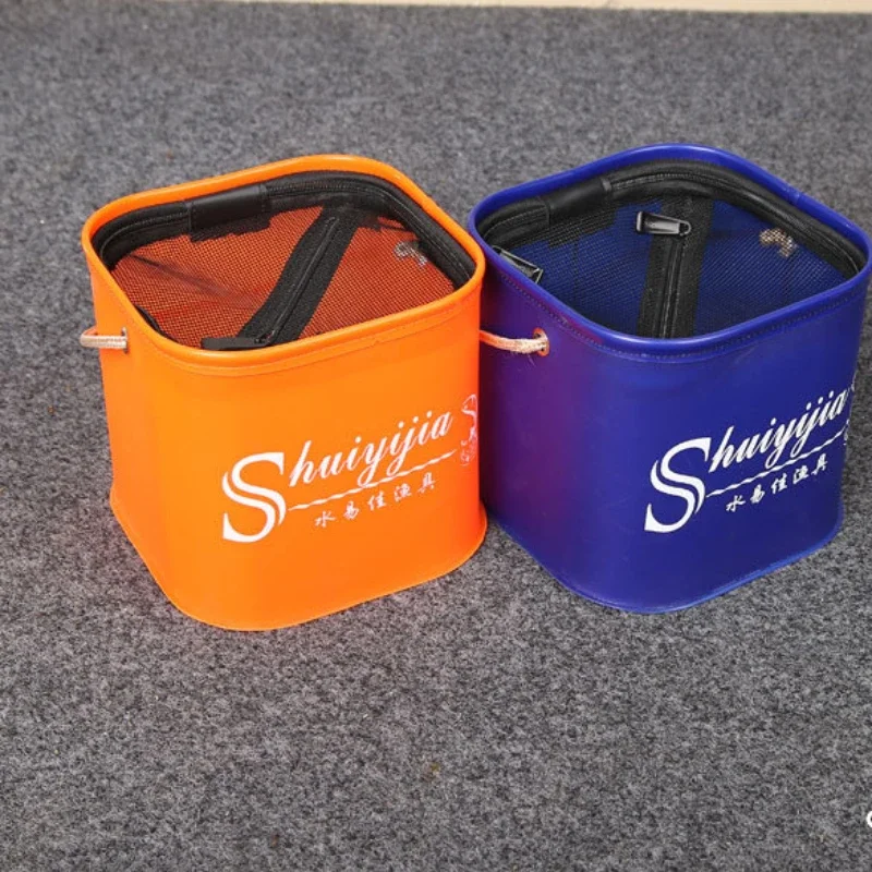 

Outdoor Fishing Bucket Foldable and Portable Net Live Fish Bucket EVA with Rope Water for Wild Fishing Household