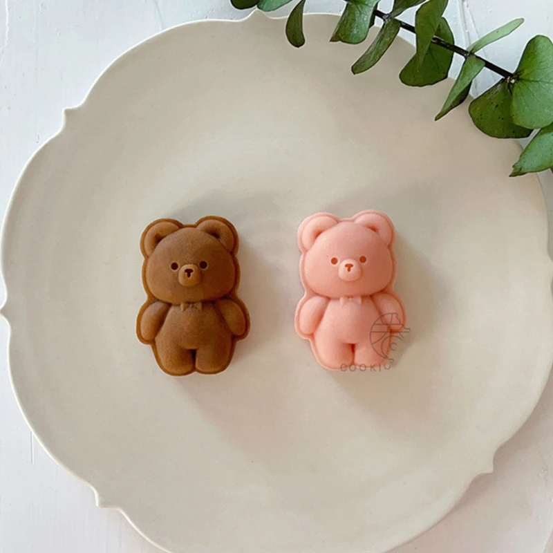 Plastic Mooncake Mold Carton Bear Stamp Cookie Cutter Mould DIY Baking MidAutumn Festival Kitchen Tool Hand Press Dropshipping