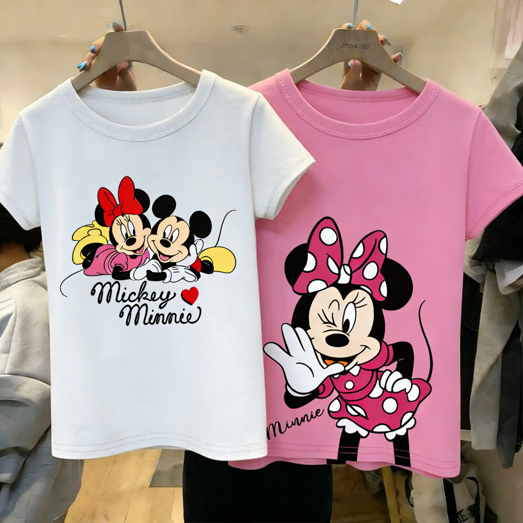 

Y2k Summer 2026 Disney Mickry Minnie Graphic T Shirt Women Man Casual Short Sleeve Tee Cotton Streetwear Oversized Casual Tops