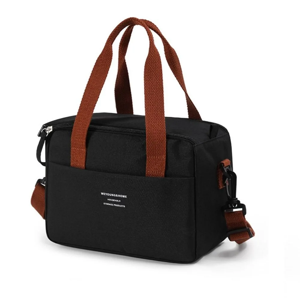 

Solid Color Portable Lunch Bag Oxford Cloth Large Capacity Aluminum Foil Lunch Bag Picnic Cooler Bags Waterproof