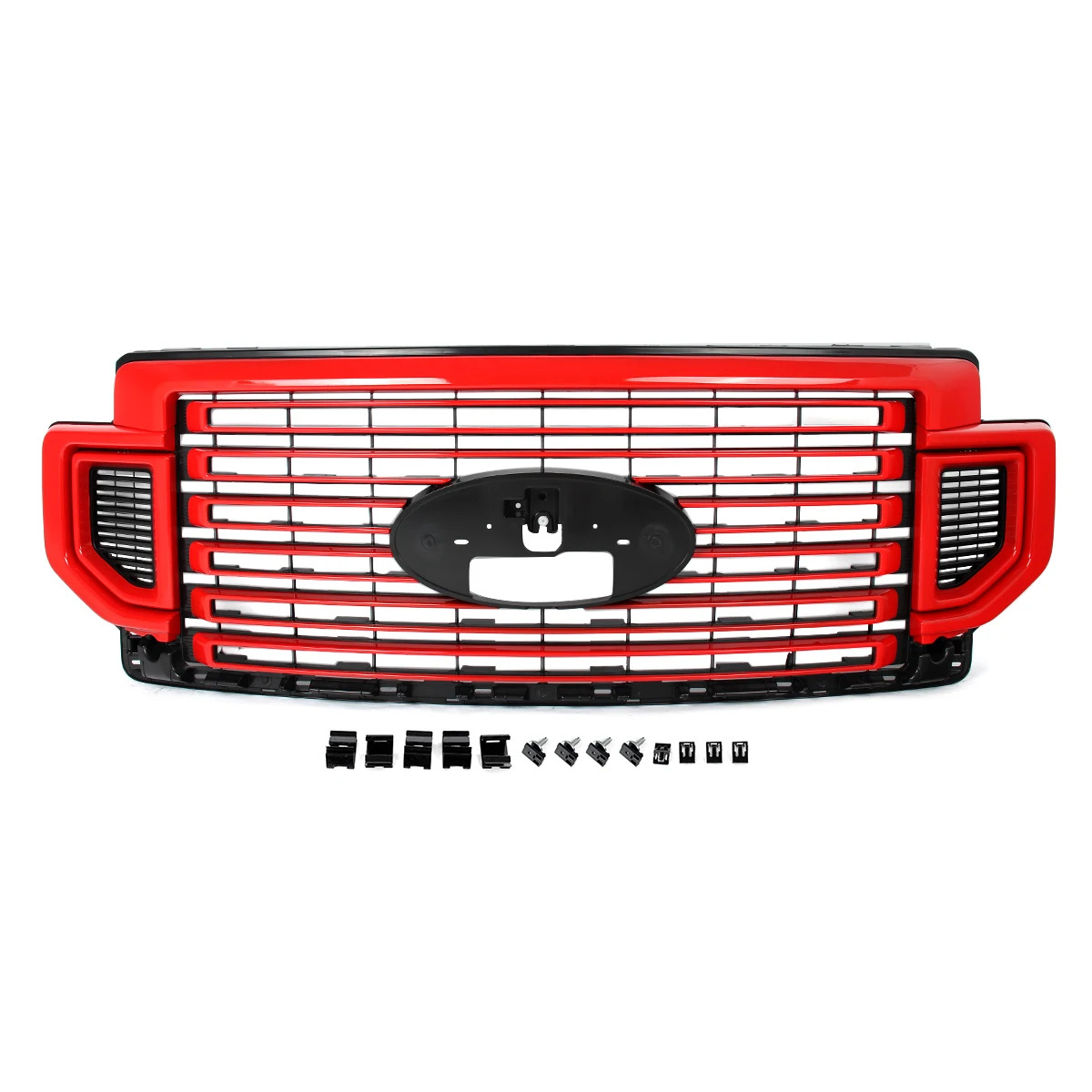 Magickit Front Grill For Ford F250 F350 F450 F550 Super Duty 2020-2022 Front Bumper Grille Modified Grill Assembly Race Red PQ