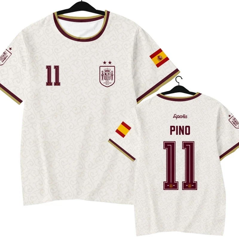 2026 Spanien Team Spieler-Stil Yamal Fußballtrikot # 2 # 3 # 11 # 15 # 17 # 22 # 24 Schnelltrocknendes Kurzarm-T-Shirt für Kinder, Familien-Fan-Kid – Detail 2