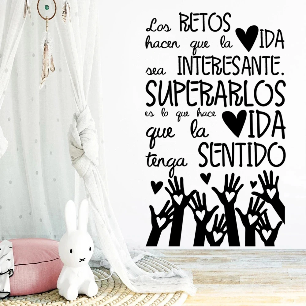 1 pc meaningful spanish words Wall Stickers Decorative Sticker Home Decor For Kids Room Living Room Home Decor Wall Art Decal view 3