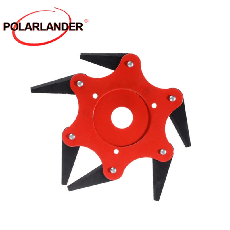 

Лезвие для резки травы для сада и сельского хозяйства — 6 лезвий, сталь 65Mn, монтажное отверстие 25,4 мм, красный/черный