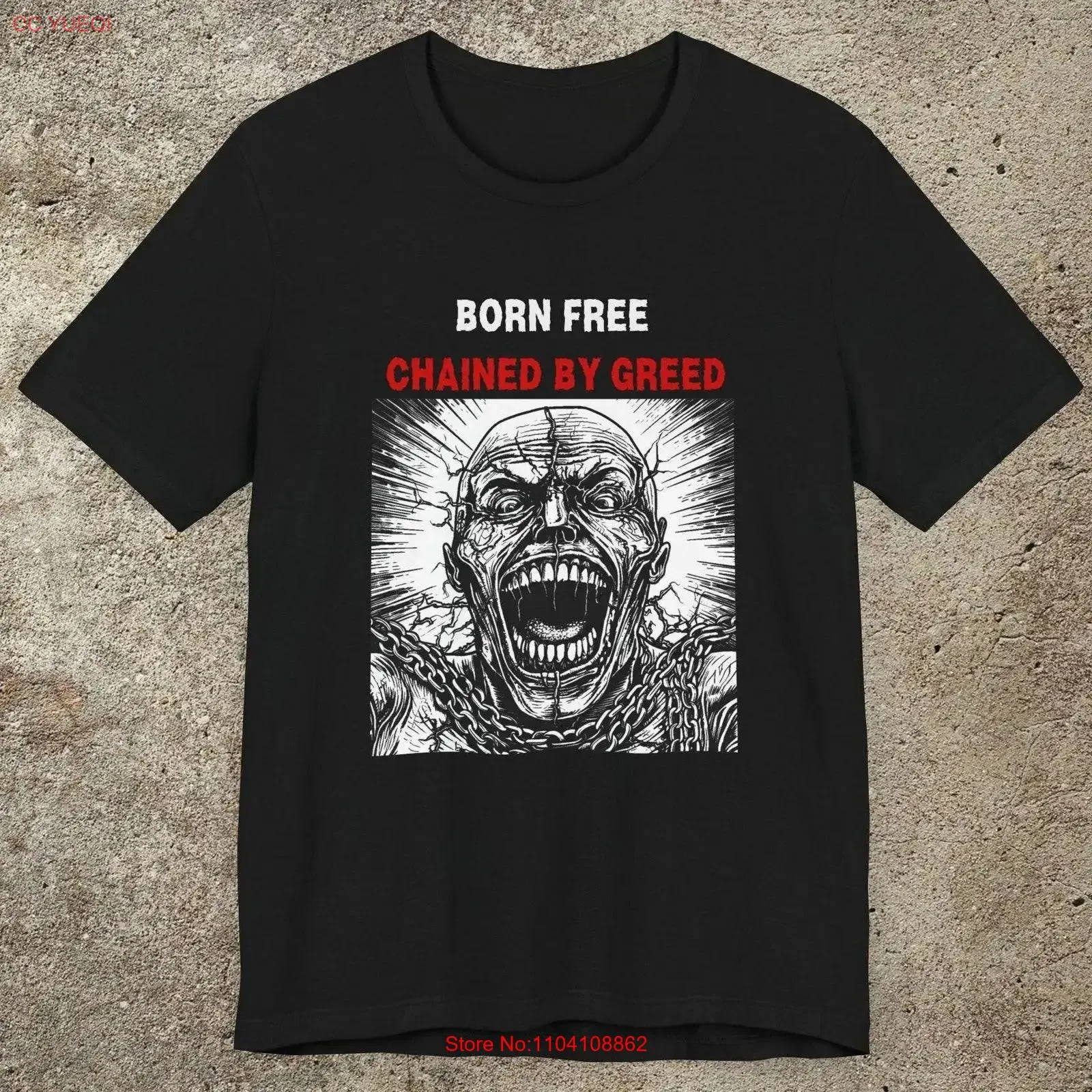 Chained By Greed Top ActivisT T Shirt Radical Print vintage Washed graphic Slightly fashion homme Top For Everyday Wear