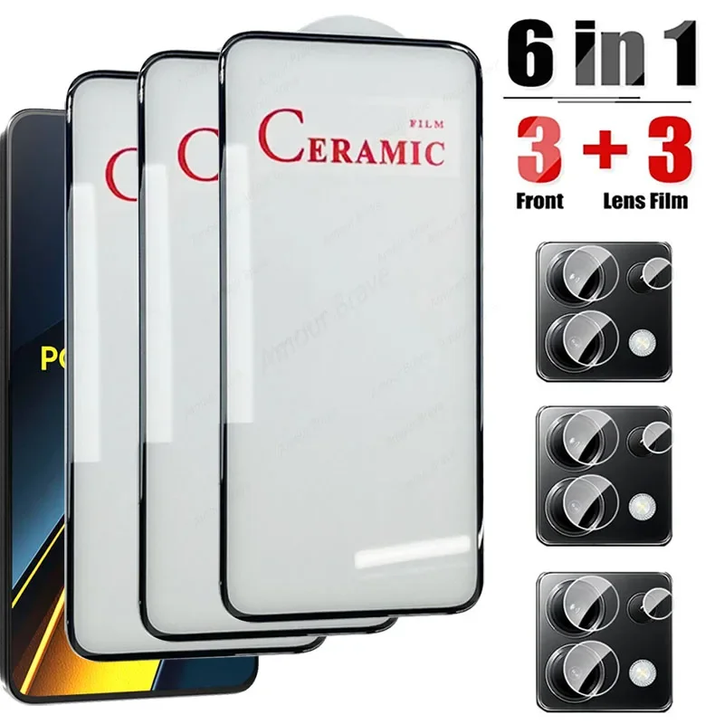 6IN1 Soft Ceramic Film For Xiaomi Poco X6 X5 X4 X3 Pro GT NFC Poco F5 M5 M6 Pro M5s Screen Protector For Xiaomi Poco X6 Pro Film