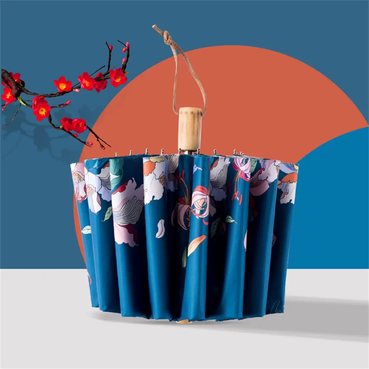 مظلة قوية معززة يدوية ثلاثية الطيات ، مظلة قابلة للطي مقاومة للرياح ، حماية كبيرة من الشمس ، عظام ، 1 16 #4