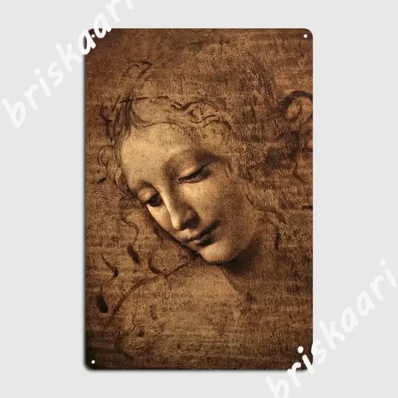 Leonardo Da Vinci La Scapigliata Poster Metal Plaque Pub Garage Plaques Club Decoration Tin Sign Poster