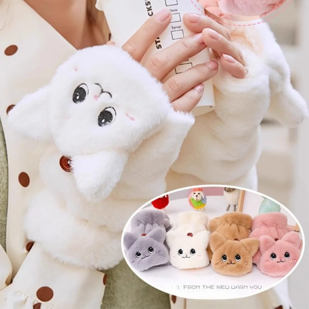 وصل حديثًا قفازات شتوية لعام 2025 على شكل قطة لطيفة للفتيات لخريف/شتاء قفازات مدرسية للأطفال للكتابة دافئة مبطنة بالصوف سميكة