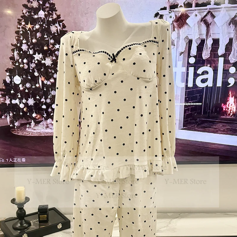 

Женская одежда для сна с длинными рукавами, пижамный комплект, теплая флисовая домашняя одежда с островом, осень-зима, новая одежда для дома, ночная рубашка Pijama Mujer