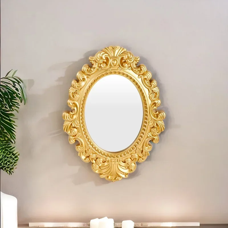 Retro pattern decorative mirror European high-definition mirror living room decorative mirror creative large carved pattern deco