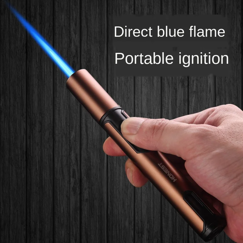 Pencil Design Jet Butane Torch Cigar Lighter Blue Flame Inflatable Gas Cigarette Turbo Lighter Outdoor Gadgets Windproof Lighter