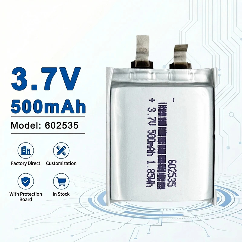 602535 3.7V 500mAh UL Certified Long Shelf Life LiPo Battery for Smart Home Sensors Mini Fans & Gadgets 602540 603030 603040