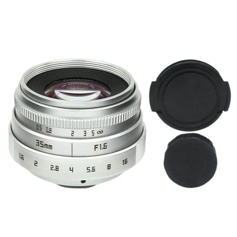 B68A 35Mm F1.6 Manual Fixed Camera Lens Large Aperture Portrait Lens For C-Mount Cameras Accessory Sliver
