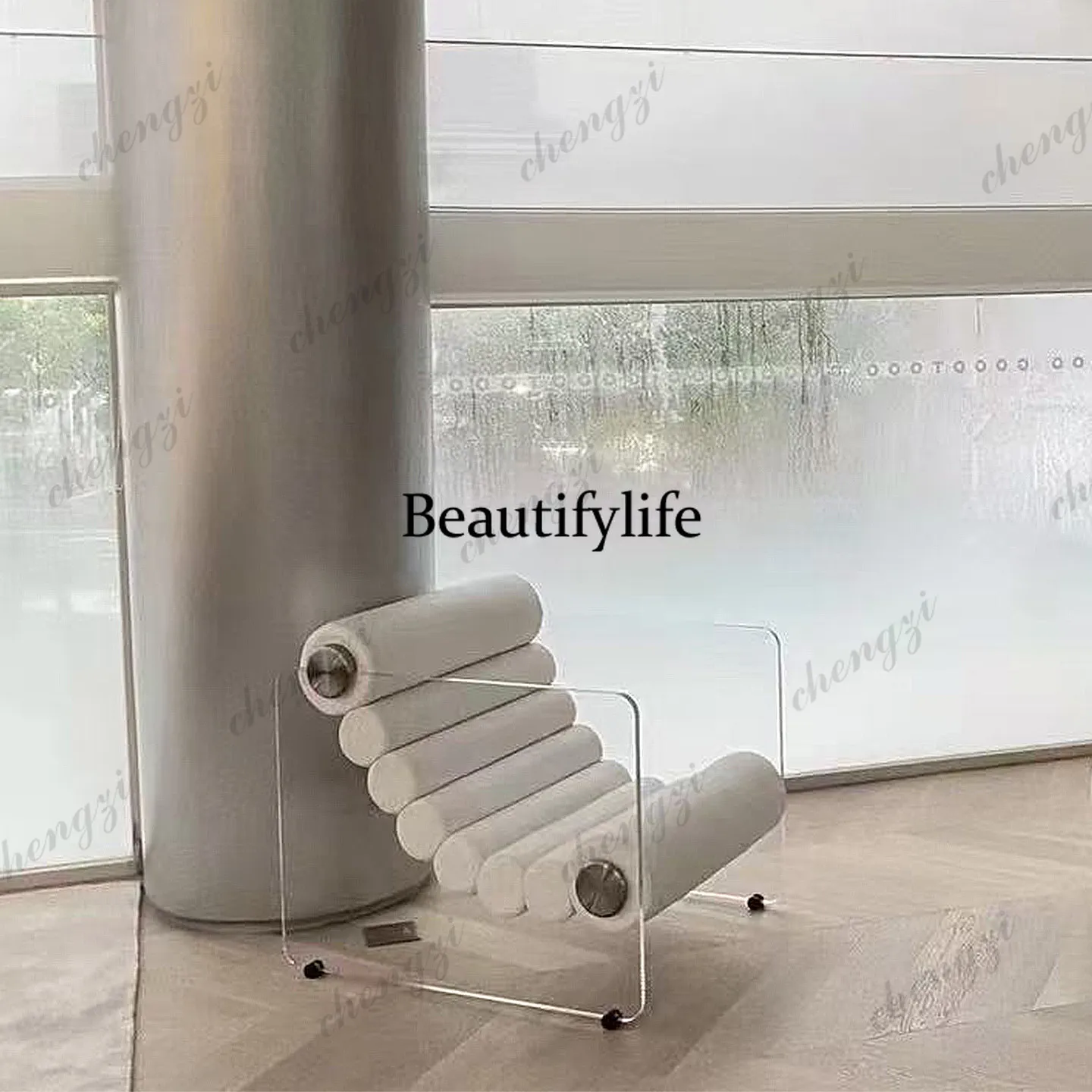 Transparent acrylic suspended armrest single chair living room villa exhibition hall creative leisure lounge chair