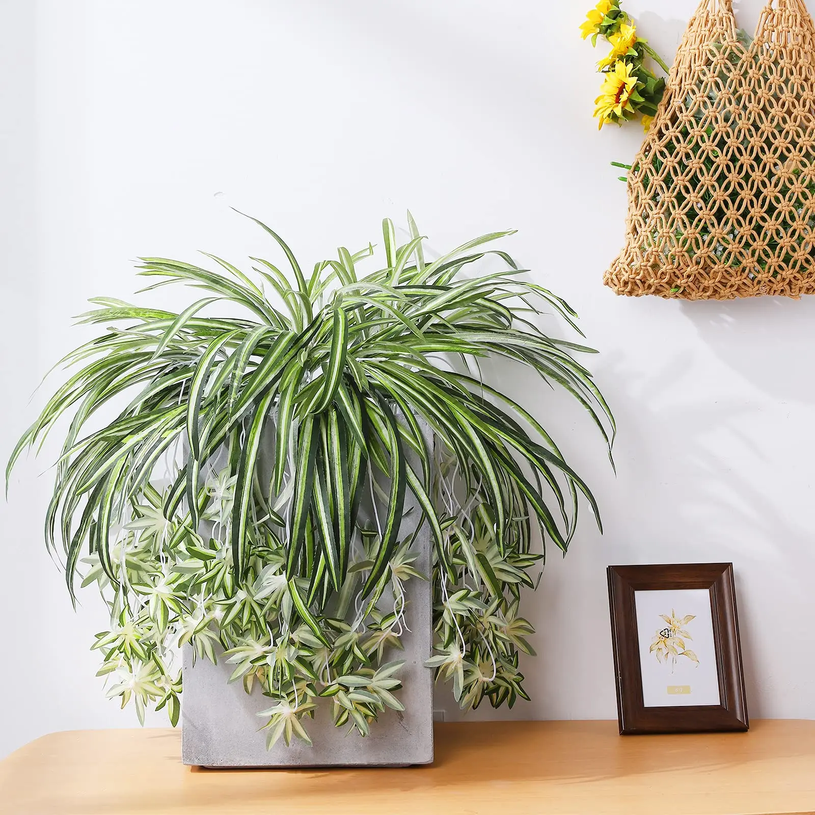 1pc künstliche Pflanzen hängen Chlor ophytum Kunststoff gefälschte Pflanze Grün für Zimmer Home Yard Wand dekoration Garten dekoration im Freien – Detail 2