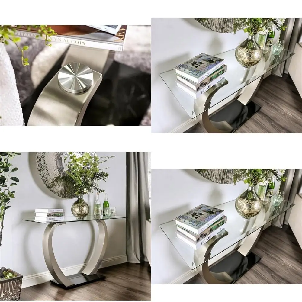 

ern Metal ole Table, 48" W x 18" D x 30.25" H, Gray inish, Sleek Design, TimelAesthetic, Durable truction, Elegant Home Décor Pi