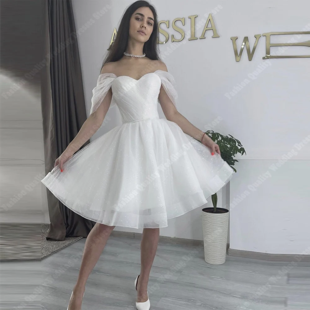 Moda donna Chiffon abiti da sposa corti qualità elegante a-line abiti da sposa lunghezza straccio principessa Vestidos De Novias 2024