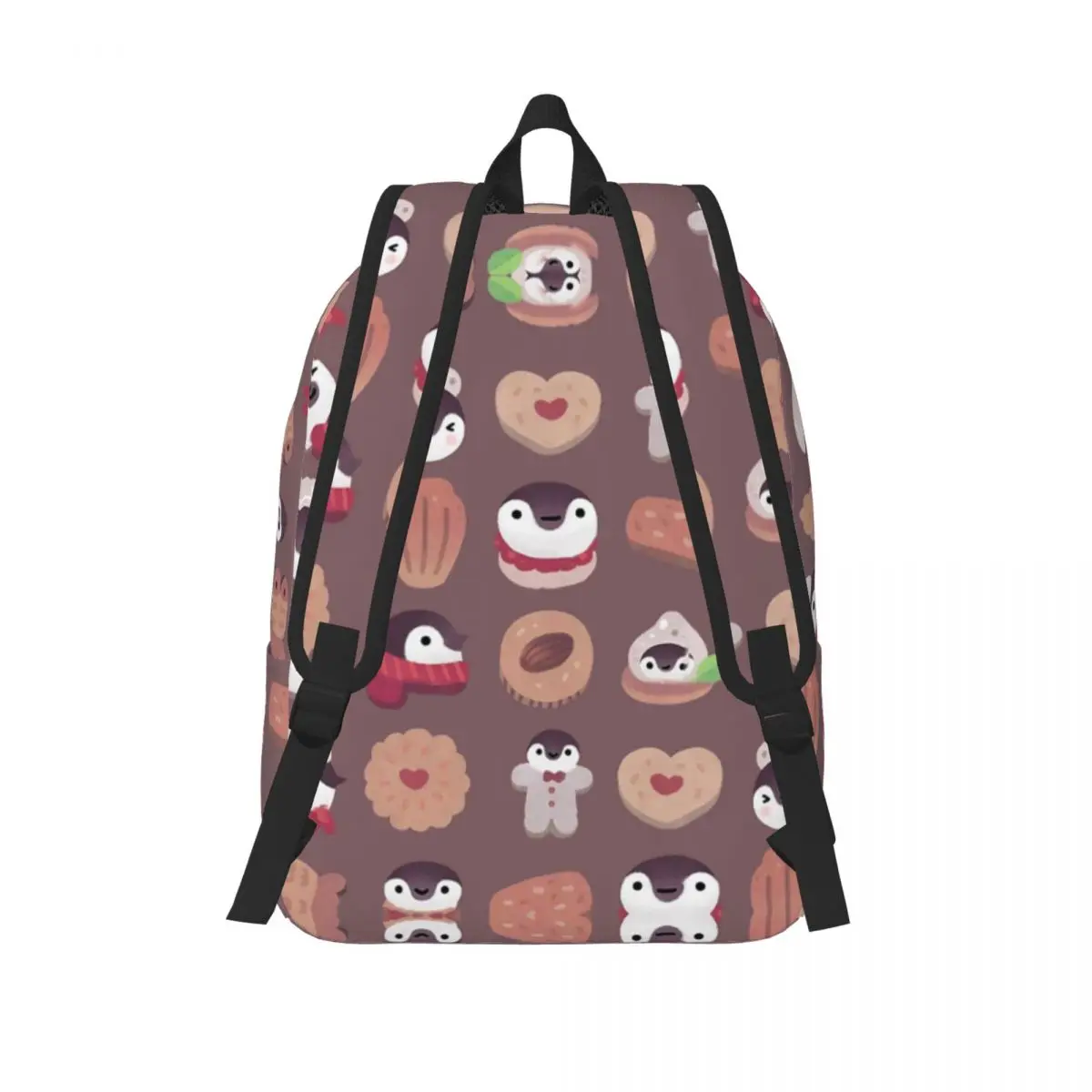 Ransel Cookie Penguin tas punggung pelajar sekolah menengah pertama musim dingin salju lucu tas buku hewan Kawaii hadiah Daypack Pria Wanita