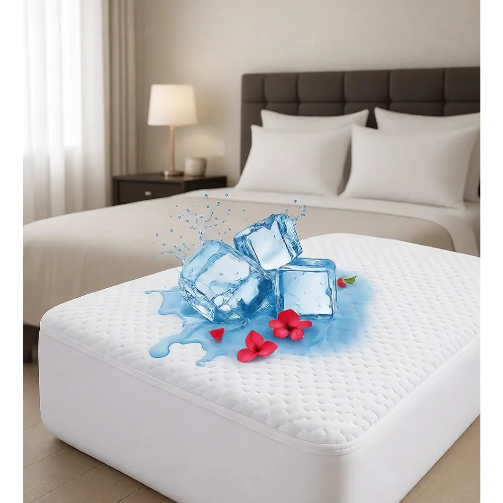 

Водонепроницаемый наматрасник-чехол для матраса Queen-size с 3D-воздухопроницаемой тканью, мягкий, дышащий, бесшумный, с глубоким карманом, от 8 до 21 дюйма