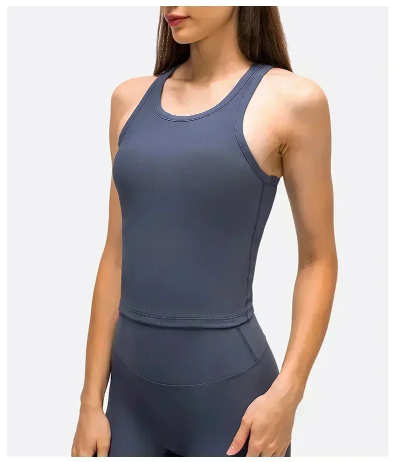 Soutien-gorge de yoga intégré à la longueur de la taille du citron, haut précieux Racerback, soutien léger anti-transpiration, chemises de yoga, vêtements de sport commandés dans les quatre sens