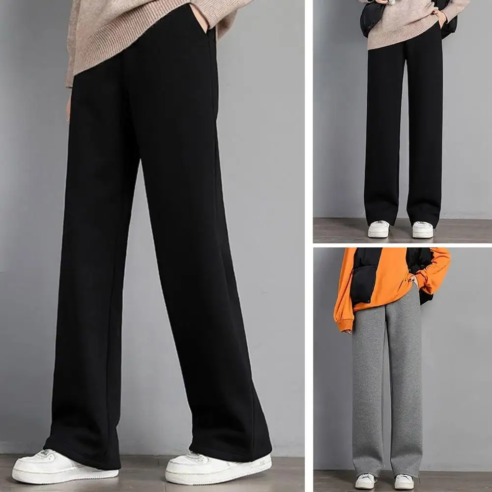 Women Autumn Winter Long Trousers Thick Fleece Lining Trousers Winter Women's Fleece Lined Pants Elastic High Waist Wide for A